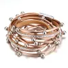 3 Kleur Mode Multilayer Charm Armband voor Vrouwen Vintage Lederen Armbanden Bangle Femme Party Sieraden Groothandel 3 stks