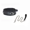 Svart läder bondage set kit med sex armband manschetter mun gag fetish slave fasthållning whip blindfold rep neck halsband