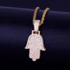 Främjande Försäljning Europeisk stil Män / Kvinnor Hip Hop Smycken Zircon Fatima Hand Halsband Hängsmycke Charm Guld Silver Color Cubic Presenter