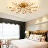 Modern K9 Crystal LED Flush Mount Ceiling Chandelier Lights Fixture Gold Svart Hemlampor för vardagsrum Sovrum Kök Llfa