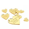 100 Personlig anpassad bröllop Wine Charm Gold Silver Clear Wood Heart Label Party Favors Gift Bride Baptism Tag Decor2322