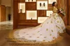 Bellanaija guld spets boll kappa bröllopsklänningar 2020 plus storlek långärmade kristaller kapell tåg svarta tjejer afrikanska muslimska brudklänningar