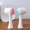 2 colori doppi pennelli detergente per trucco strumento per la rimozione di cosmetici strumenti per il lavaggio di detergenti per il viso a doppia testa Spazzole per rondelle per trucco 3D