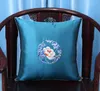 Fijne borduurwerk Pioenbloem Kussen Kussenhoes Kerstkussens Home Decor Sofa Stoel Lumbar Kussen High End Silk Satin Pillow Case