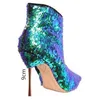2018 Bling Bling Pailletteホットファッションカラフルなキラキラアンクルブーツパーティーの靴ゴールデンヒールセクシーな女の子ブーツ
