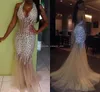 2019 Mermaid Prom Dress Sexy Bling Top de cristal frisado longa Holidays Formal Wear Partido Evening Traje Académico Custom Made Plus Size