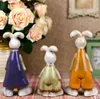 3pc insectes Bunny Family Ceramic White Rabbit Decor Home Crafts Room Decoration Fixation Ornement Porcelaine Animal Figurines 2193854
