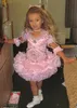 Robes de concours de filles roses pour petites filles robes de plumes 2019 robe de bal pour enfants en bas âge robe de fille de fleur de paillettes mariages perlés Cust284p
