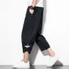 Jelinbore verão novo moda haren homem casual china calças estilo macho bordado bloomers solta streetwear pantalon hombre