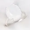 6 Pcs 1 lot Luckyshine Classic Jewelry Fire Oval White Moonstone Crystal Gems 925 Silver Wedding Party Woman Ring