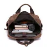 Man Vintage Lederen Canvas Rugzak Luxe Olie Waxed Outdoor Waterdichte Reizen Bagage Bag Rugzak Zakelijke Schooltas