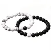 JLN Onyx White Howlite Coppia Bracciale Braccialetti in pietra naturale opaca Set per gioielli per amanti