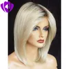 Hotselling Blonde 613 Ombre Short Bob Straight Lace Front Perücken Hitzebeständige Kunsthaarperücke für Frauen