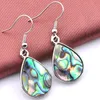 Luckyshine 925 Silver Plated Waterdrop Örhängen Vintage Natural Abalone Shell Drop Earrings För Kvinnor Mode Smycken