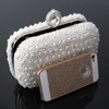 Worl-Women Torba Dwórz boczna koralika Perła Pearl Clutch Evening Torka koralika torebka Beż Biała perłowe koraliki worka sprzęgła shoul169c