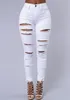 High Street Women Skinny Jeans Sexy Ripped Skin Tight Jeans Fashion Black and White Pencil Denim Pants