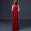 Klejnot Neck Długie Sheath Suknie Wieczorowe 2019 Red Floor Długość Prom Suknie Zroszony Runway Sukienka Real Photo