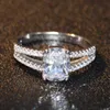 Fashion jewelry Luxury Eternal 2ct Topaz CZ 10KT Gold Filled GF Simulated Diamond Wedding Engagement Band Ring For Women Sz 5-11