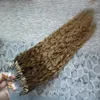 Curly 100g 100Strands Remy Curly Hair Loop Micro Ring Human Hair Extensions European Salon Link Bead Real Tip Hair Hair