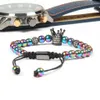 Nova pulseira macrame inteira 10 peças lote 6mm cores contas de pedra hematita com pulseiras de coroa cz transparentes para presente248a