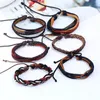 Vintage Genuine Leather Bracelets For Women 6pcsset Multilayer Weave Rope Wrap Bracelets Bangle Men Jewelry Drop 1769862