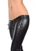 Meise 2017 NEW Fashion Vita bassa Super sexy in ecopelle e pantaloni in PVC lucido Vita bassa Fasciatura Zipper Biforcazione Dettaglio Slim Hot