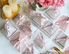 50pcs New Creative Triangular Pyramid Marble style Candy Box Wedding Favors Party Supplies thanks Gift Chocolate Box