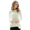 T-tröjor Kvinnor 2018 Höst Solid Long Puff Sleeve Toppar O-Neck Female Tees Loose Fashion White Black Casual Plus Storlek