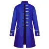 Ny försäljning Vintage Medeltida Steam Punk Long Jacket Retro Gentlemen Tema Kostym Ställ Krage Trench Coat Halloween Party Overcoat