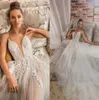 Elihav Sasson 2019 Lace Wedding Dress Spaghetti V Neck Bridal Gowns Custom vestido de novia Appliqued A Line Wedding Gowns Cheap