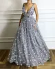 3D Floral Applique Hand Made Flower Long Prom Dresses Sexy Deep VNeck Party Dress Floor Length Zipper Back Tulle Fashion Women Ev3845281