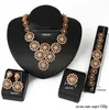 Dubai 18K gouden hanger bloem chain ketting sets mode Afrikaanse tripe bruiloft bruids sieraden sets (ketting + armband + oorbellen + ring)