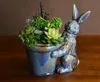 Старинные керамические кролик ваза для цветов домашнего декора ремесла украшения комнаты фарфоровые статуэтки животных кролик цветочный горшок ключи Хранения