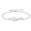 Stainless Steel Engrave Script Name " Alyssa " Charm Bracelets for Women Personalized Custom Bracelet Charm Link Christmas Gift