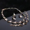 Black Stones White CZ Gold Plated Wedding Jewelry Sets For Women Earrings Pendant Necklace Ring Bracelet