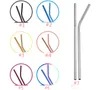 Colorful Stainless Steel Drinking Straw 21.5cm Straight Bent Reusable Straws Juice Party Bar Accessorie SN034