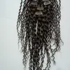 Afro Kinky Curly Clip In Human Hair Extension 9 stycken / set Full Head Brazilian Remy Hair Clip In 100g