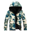 Gros-Mens Camouflage Vestes Hiver Hoodies réversible Double Face Vêtements Slim Vestes À Capuchon Manteaux Armée Vert / Rouge / Bleu 3XL