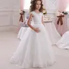 Свадебное кружевное платье для первого причастия для девочек, длинное детское платье для выпускного вечера с короткими рукавами, вечернее платье, платья для девочек-цветочниц на свадьбу ytz2365983006