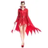 Disfraz de murciélago vampiro rojo Sexy, juego de rol de demonio, trajes de fiesta de disfraces, disfraz de diablo de Halloween, ropa de fiesta, vestido elegante