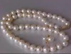 18"NATUURLIJKE 9-10MM AKOYA WITTE PAREL KETTING OORBEL SET 14k GEEL GOUD