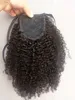 Sufaya Full Head Brazilian Human Virgin Remy Kinky Curly DrawstringPonytail Hair Extensions Natral Black Color 1b Color 150g one bundle