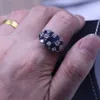 choucong bloem sieraden vrouwen 925 sterling zilveren ring blauw geboortesteen diamant engagement trouwband ringen voor vrouwen cadeau