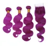 Brazilian Human Hair Bundles with Closure Shining Selling Purple Body Wave 3 Bundles With Lace Closure78835009715441