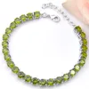 Luckyshien 5 mm Silber 925 runde Peridot-Edelstein-Armreifen für Damen, Europa, beliebte CZ-Zirkon-Armbänder, Armreifen, 5 Stück gratis