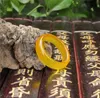 Natural ice kinds of male and female models imperial yellow agate jade jade ring finger ring authentic variety of thin strips