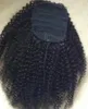 100% brasiliansk naturlig hårklipp i humant hästsvans hårförlängningar Kinky Curly Drawstring Ponytail Afro Kinky Curly Pony Tails 120g ~ 160g