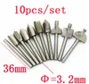 10PCS Burr Drill Bit Set Raspe per intaglio del legno ad alta velocità Frese a codolo Frese per utensili abrasivi in acciaio per accessori per macchine utensili Dremel