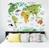 Isabel World Animal World Map Wall Stickers for Kids Rooms Living Room Home Decorations Decal Mural Art Diy Office Wall Art