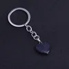 Natural Crystal Stone Heart Shape Pendant Key Rings Healing Keychains For Women Men Jewelry Bag Decor